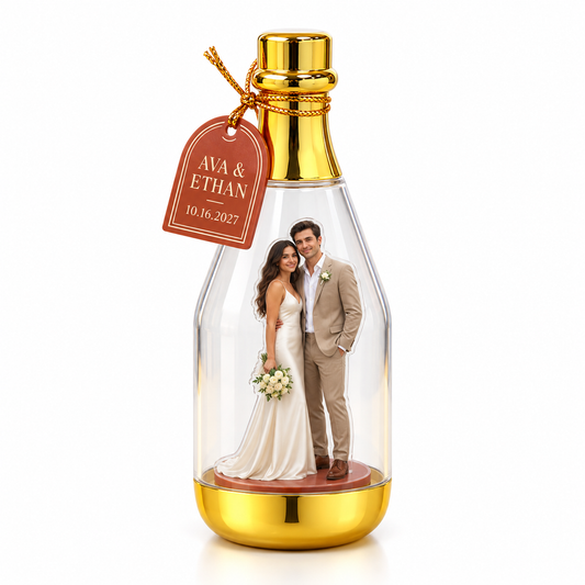 Terracotta Couple personalized photo standee bottle - hero