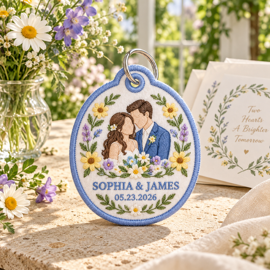 Wildflower Crest | Personalized Embroidered Keychain - hero