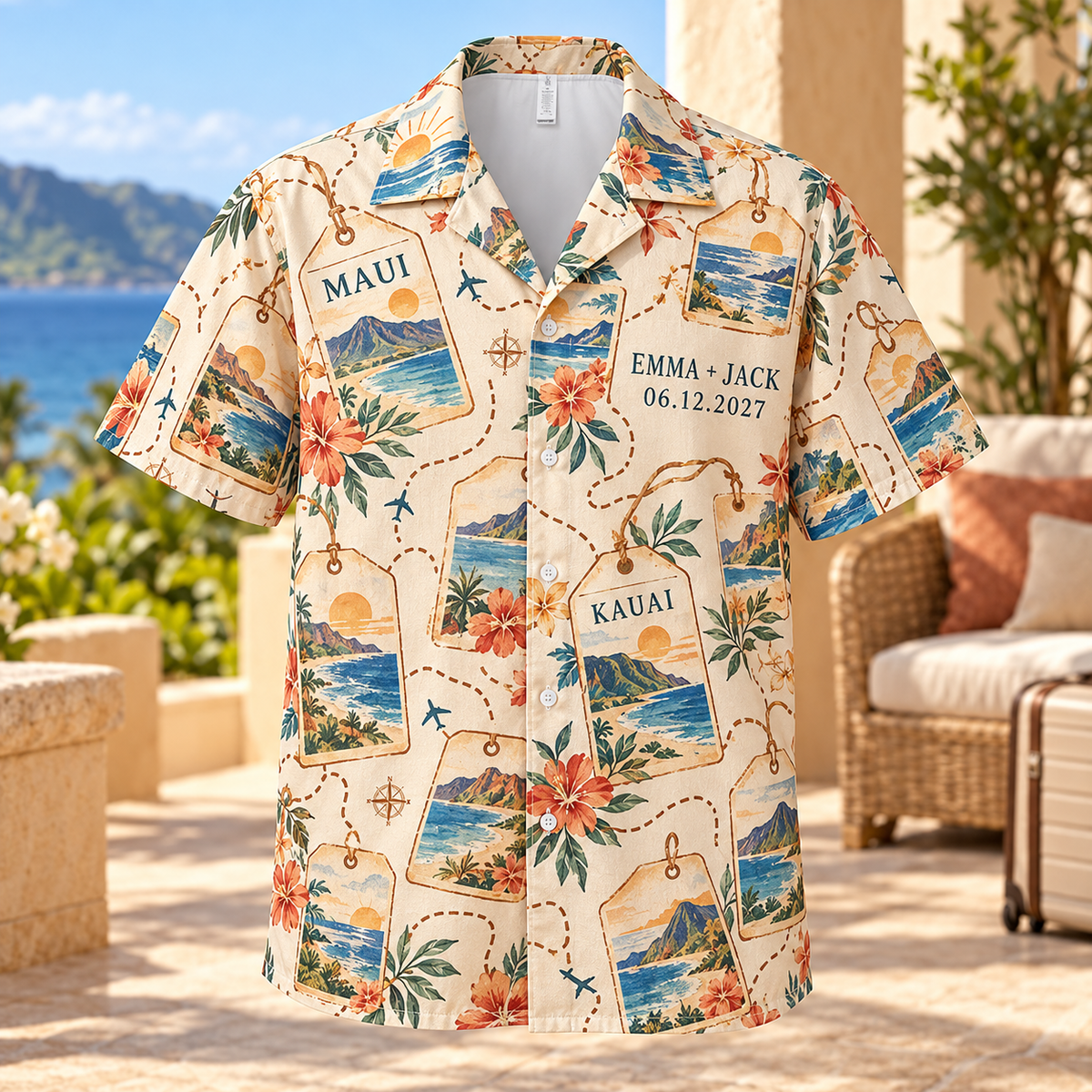Honeymoon Travel Journal Hawaiian Shirt; hero. One Day for Lifetime