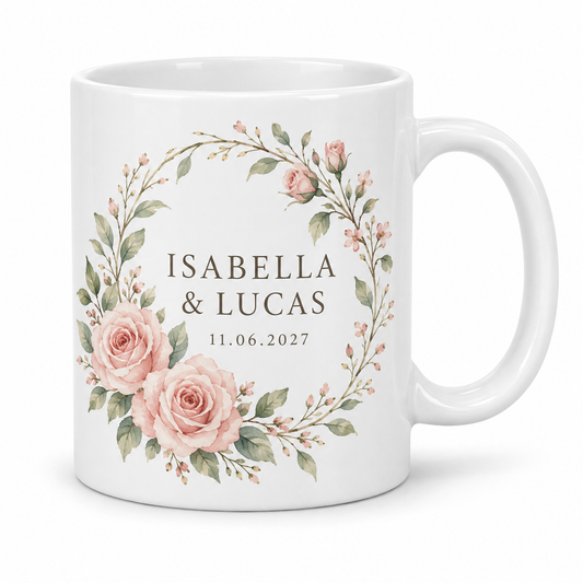 Blush Roses personalized wedding ceramic mug - hero