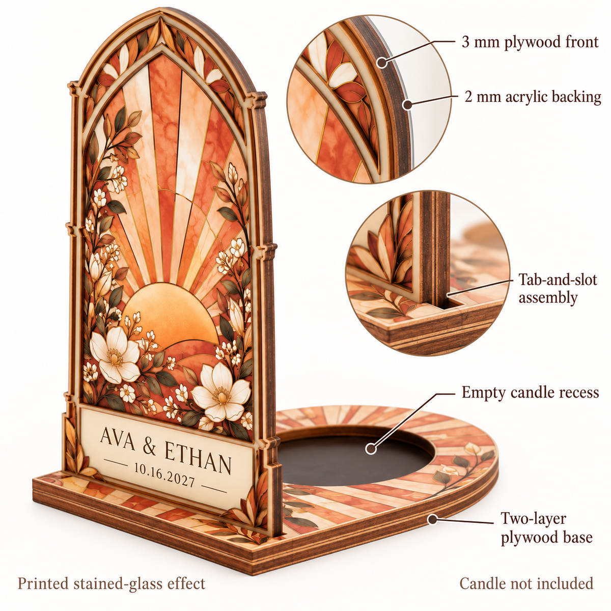 Terracotta Sunburst suncatcher candle holder - detail