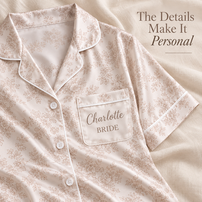 Heirloom Lace Print | Personalized Satin Pajama Shirt Dress - detail