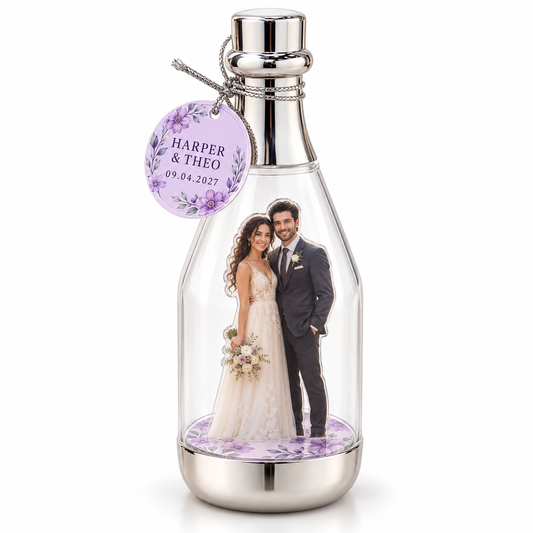 Lilac Couple personalized photo standee bottle - hero
