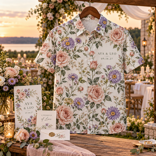 Birth Flower Garden Short Sleeve Button-Down Shirt; hero. One Day for Lifetime