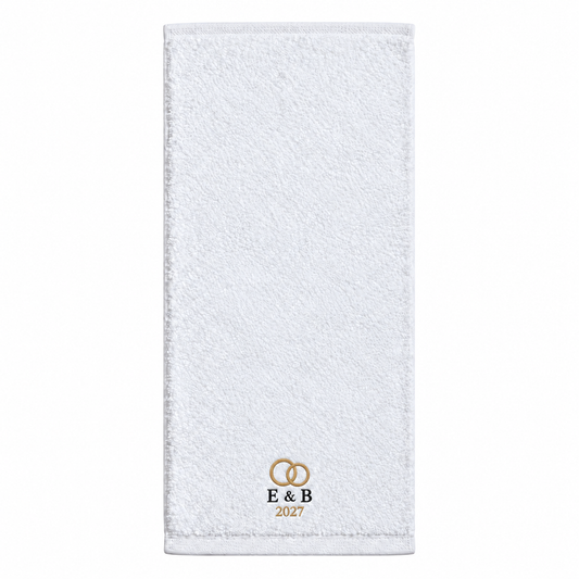 Interlocking Rings personalized embroidered bath towel - hero