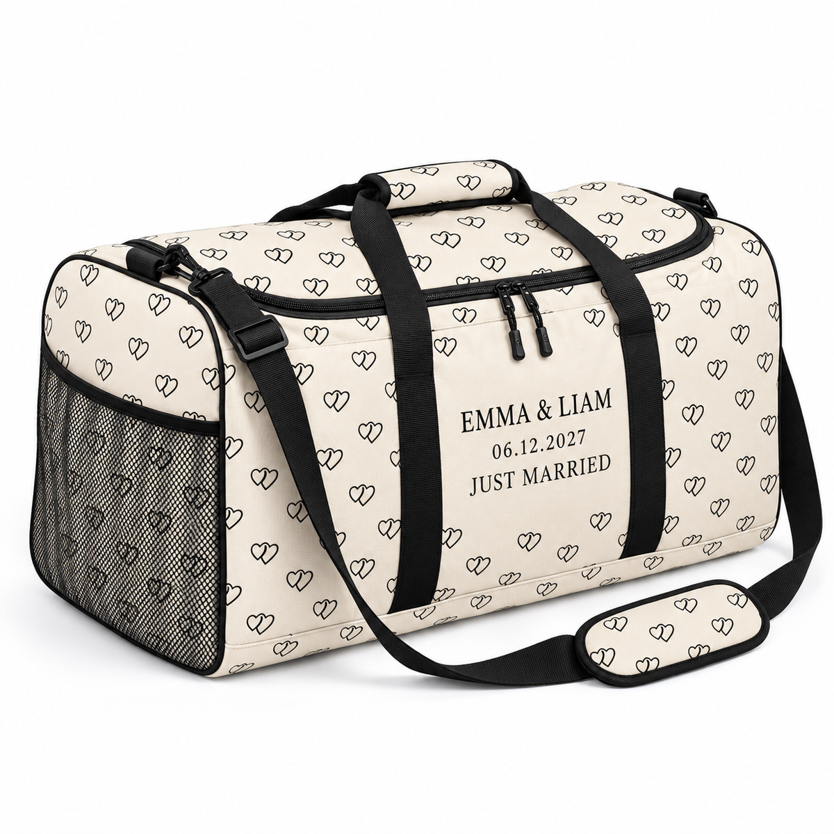 Linked Hearts personalized travel duffel bag - hero