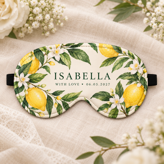 Citrus Wedding Party Sleep Mask; hero. One Day for Lifetime