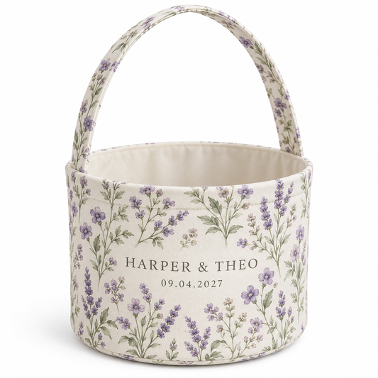Lilac Meadow personalized fabric gift basket - hero