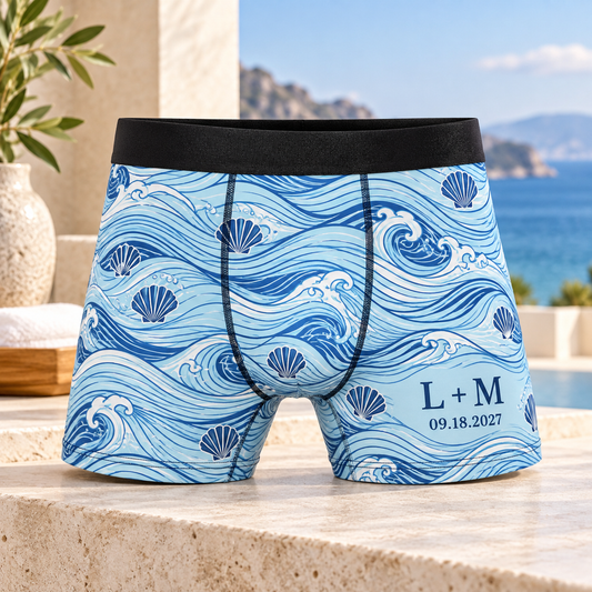 Coastal Vows Personalized Boxer Briefs; hero. One Day for Lifetime