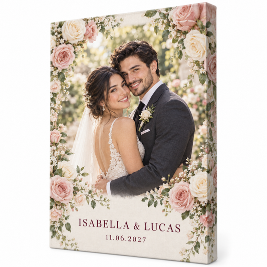 Blush Rose personalized wedding canvas print - hero