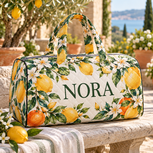 Citrus Weekend Personalized Quilted Weekend Bag; hero. One Day for Lifetime