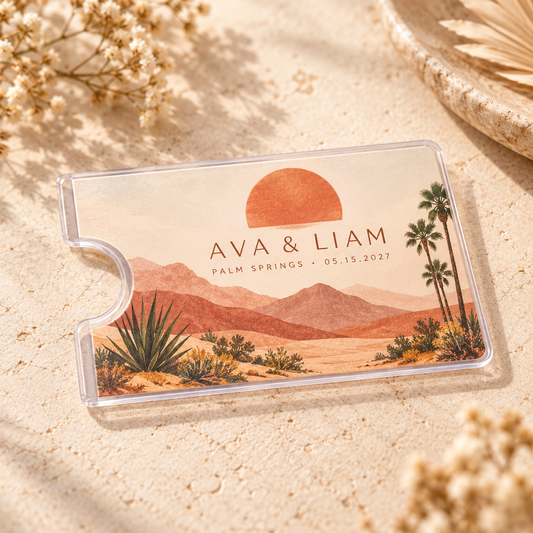 Desert Wedding Weekend Card Sleeve; hero. One Day for Lifetime