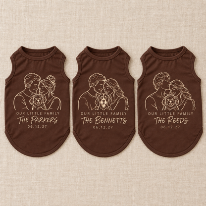 Family Line Portrait Pet Tank Top; alternate personalization. One Day for Lifetime