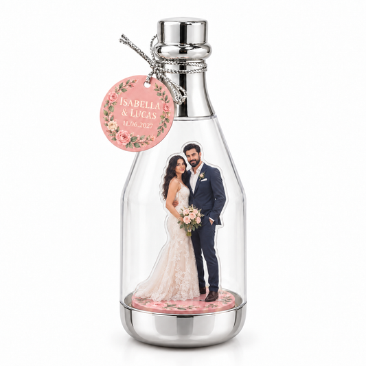 Blush Floral personalized photo standee bottle - hero