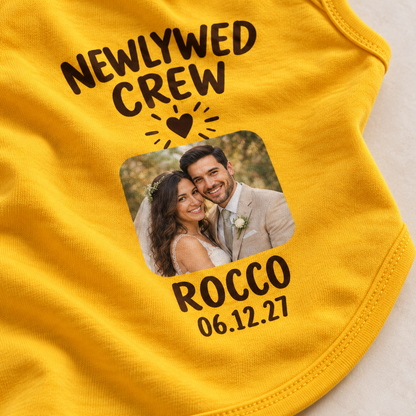 Newlywed Photo Crew Pet Tank Top; material detail. One Day for Lifetime