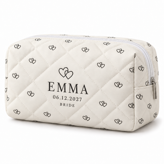 Linked Hearts quilted makeup pouch - hero