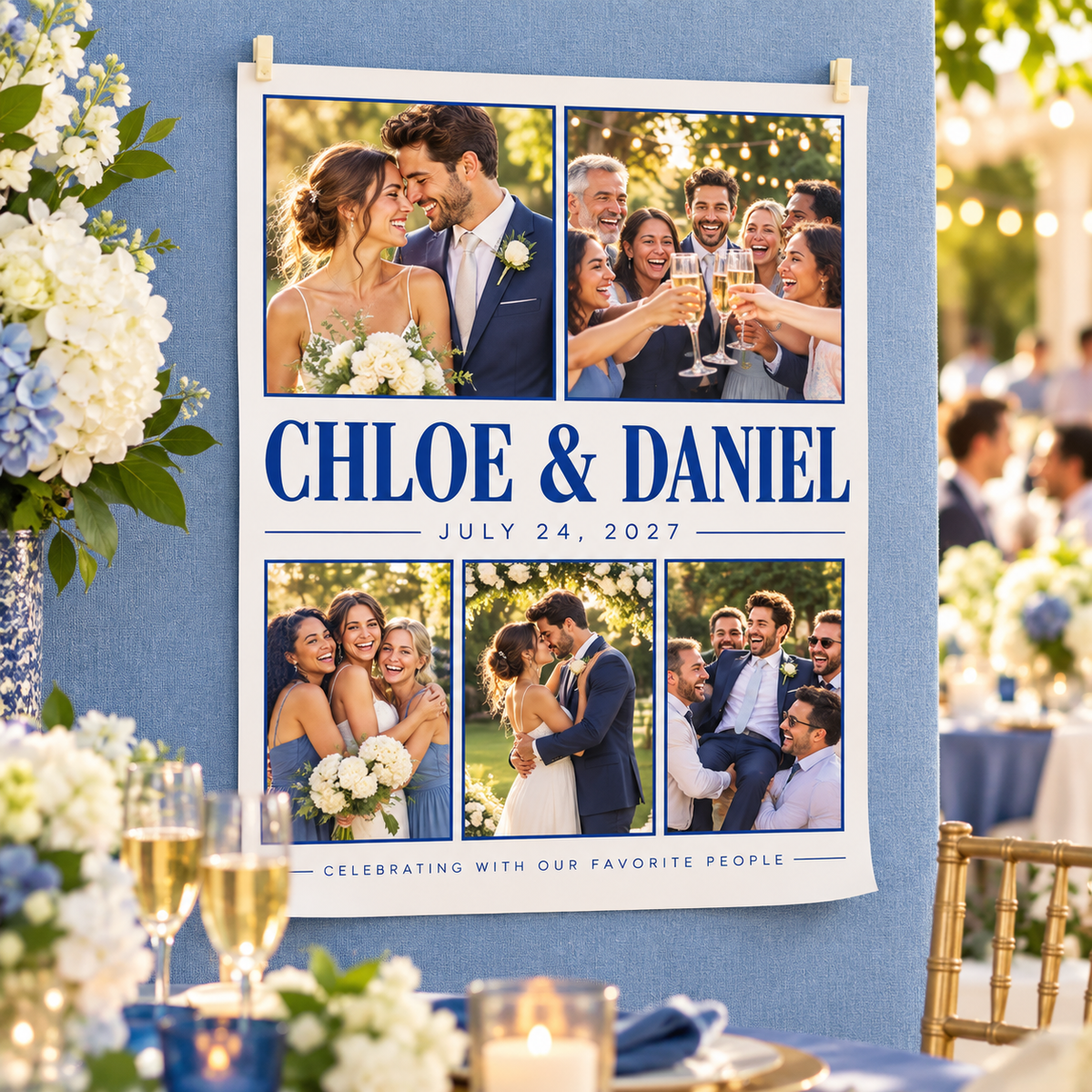 Celebration Mosaic Personalized Wedding Poster; hero. One Day for Lifetime