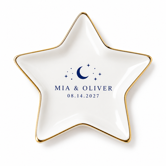 Midnight Celestial personalized ceramic jewelry dish - hero