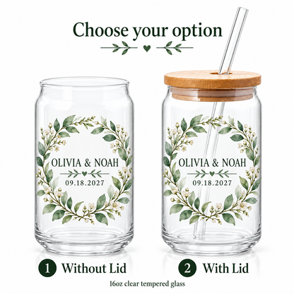 Sage Wreath personalized sipper glass - variant options