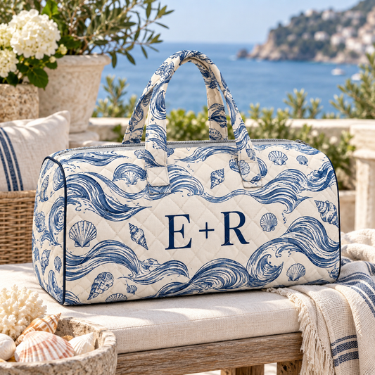 Coastal Vows Personalized Quilted Weekend Bag; hero. One Day for Lifetime