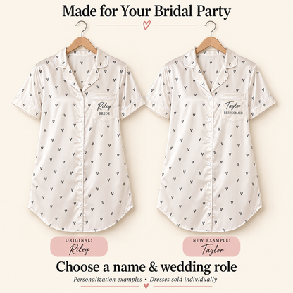 Photo Memory Morning | Personalized Satin Pajama Shirt Dress - personalization