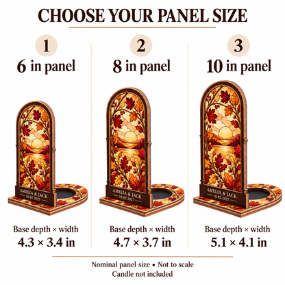Amber Autumn suncatcher candle holder - size chart