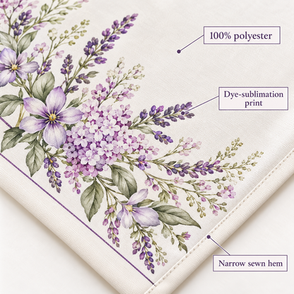 Lilac Meadow wedding table cloth - detail