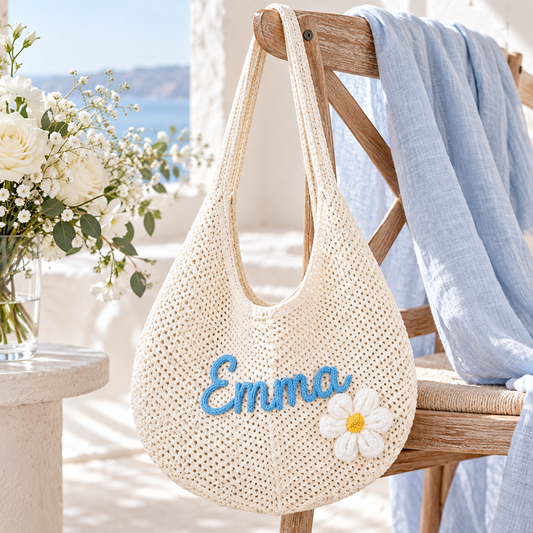 Something Blue Bride Embroidered Beach Tote Bag; hero. One Day for Lifetime