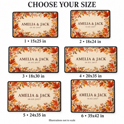 Autumn Leaf Frame personalized wedding doormat - options