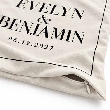Ivory Editorial personalized wedding pillow cover - detail