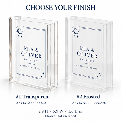 Starry Night personalized acrylic book vase - finish options