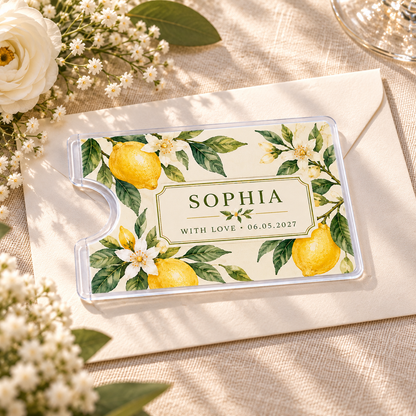 Citrus Wedding Thank You Card Sleeve; wedding setting. One Day for Lifetime