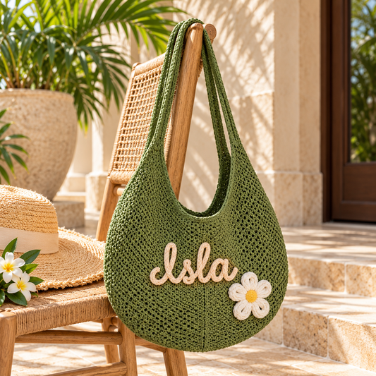 Palm Weekend Welcome Embroidered Beach Tote Bag; hero. One Day for Lifetime