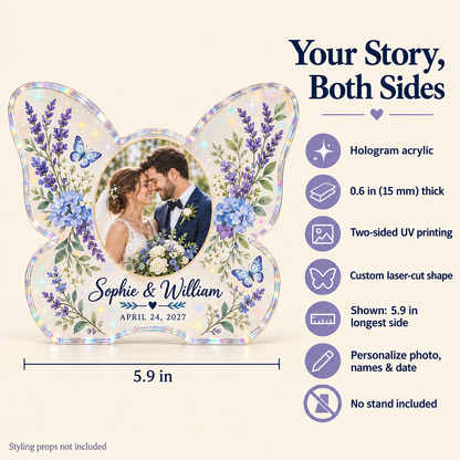 Butterfly Vows | Personalized Hologram Photo Plaque - information
