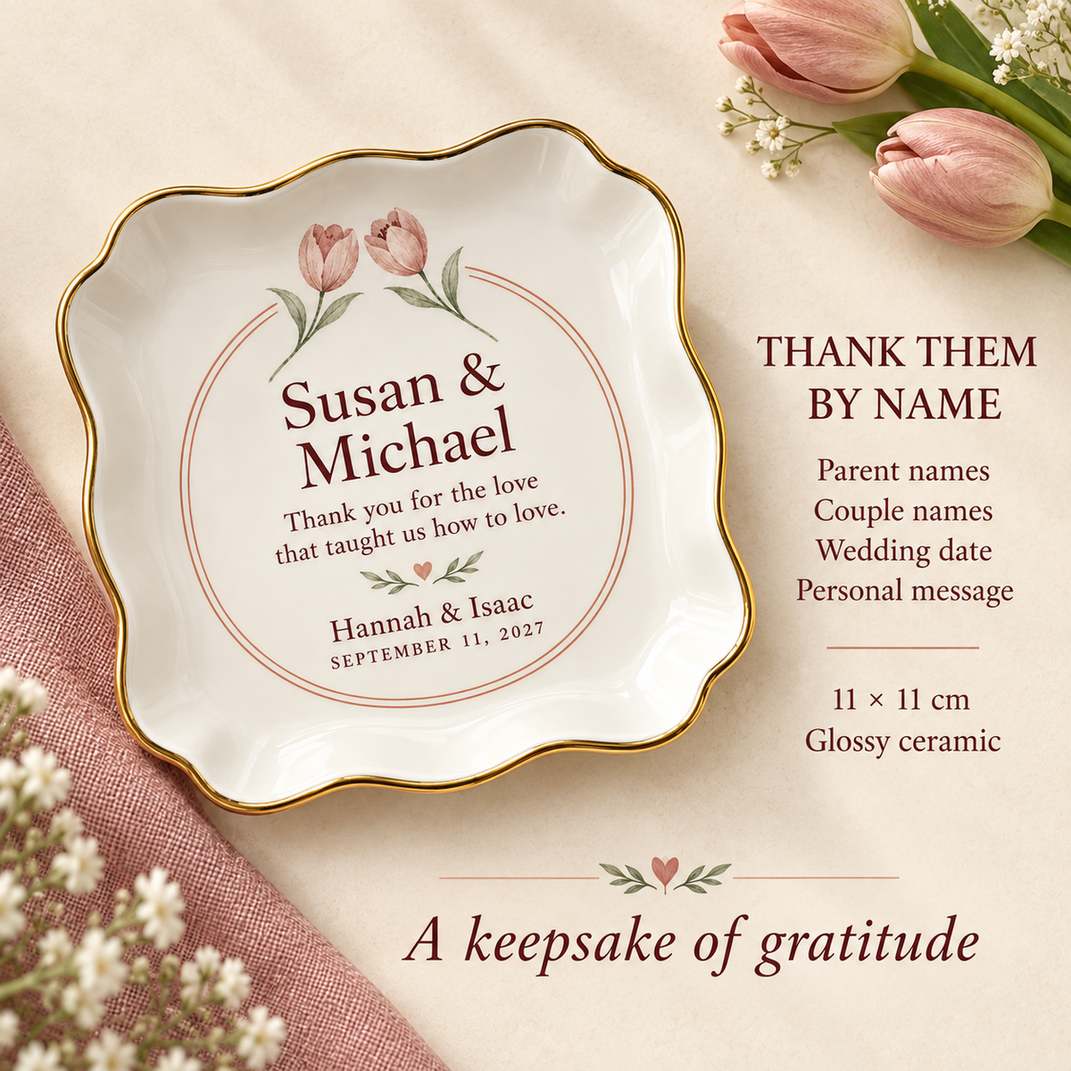 Thank You for the Love | Personalized Ceramic Ring Dish - personalization guide