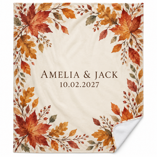 Autumn Leaves personalized fleece blanket - hero