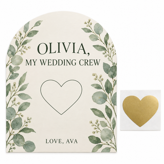 Sage Wedding Crew personalized scratch-off card - kit hero