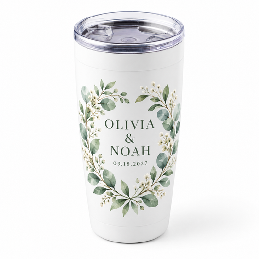 Sage Botanical personalized 20 oz tumbler - white isolated