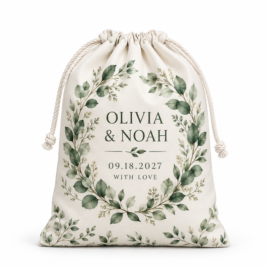 Sage Botanical personalized drawstring gift bag - hero