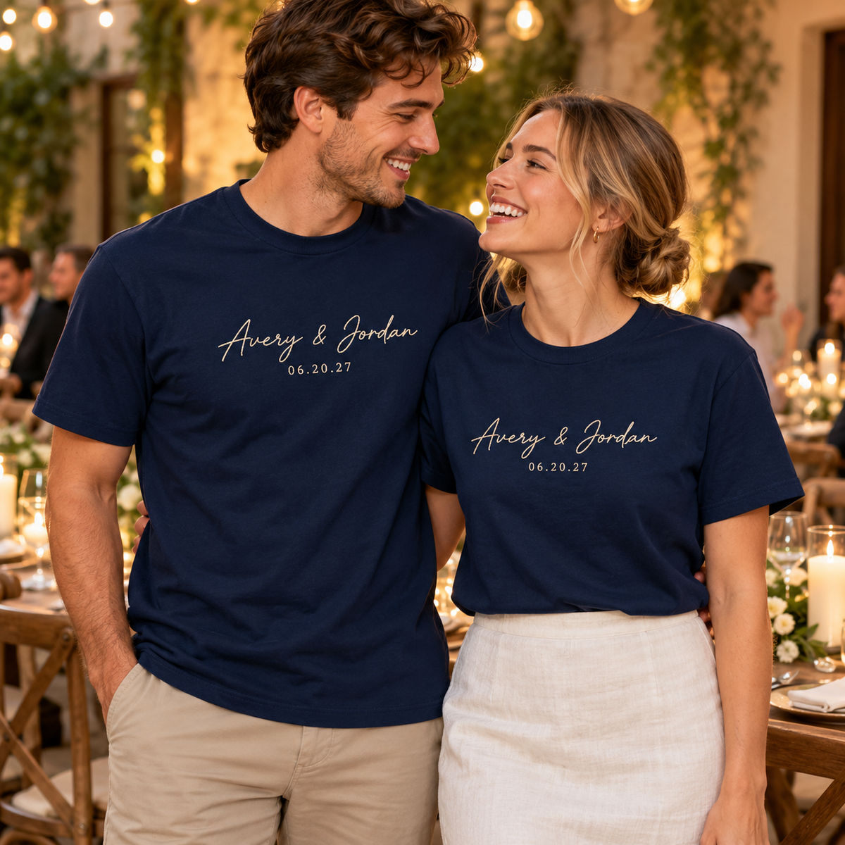 Rehearsal Dinner Hosts Embroidered T-Shirt; wedding context. One Day for Lifetime