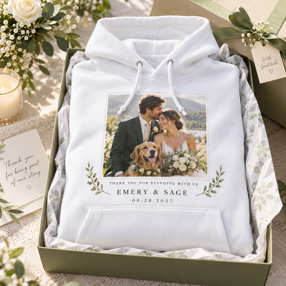 Newlywed Thank You Hoodie; alternate personalization. One Day for Lifetime