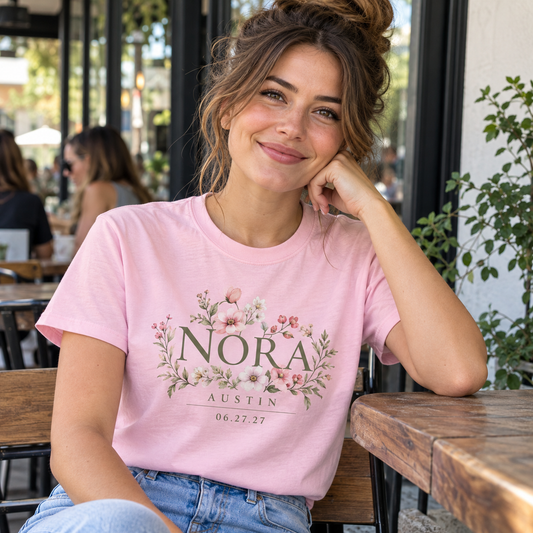Bridal Weekend Names Personalized Printed T-Shirt; hero. One Day for Lifetime
