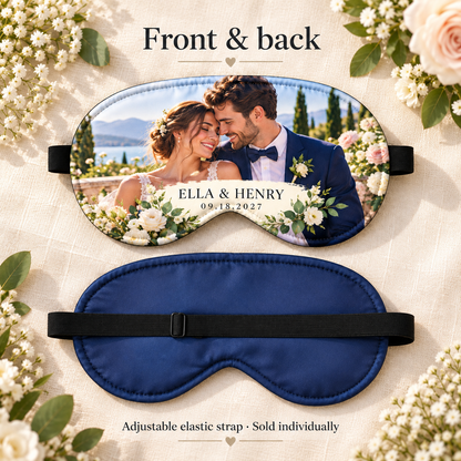 Wedding Photo Memory Sleep Mask; front back. One Day for Lifetime