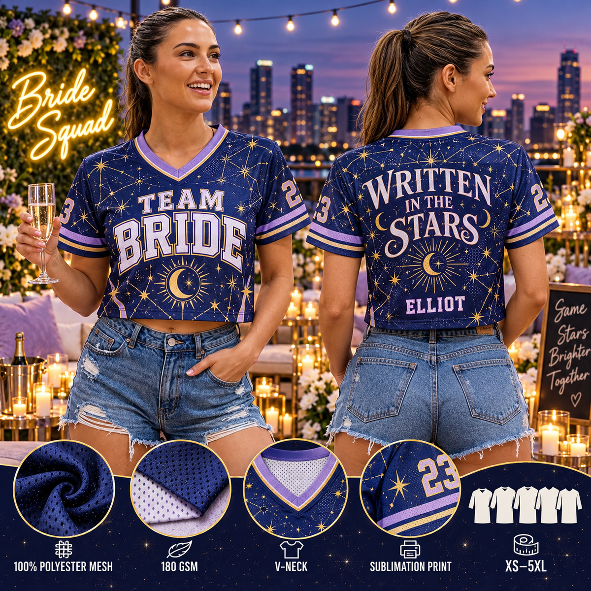 Celestial Bride Team | Personalized Mesh Crop Jersey - info
