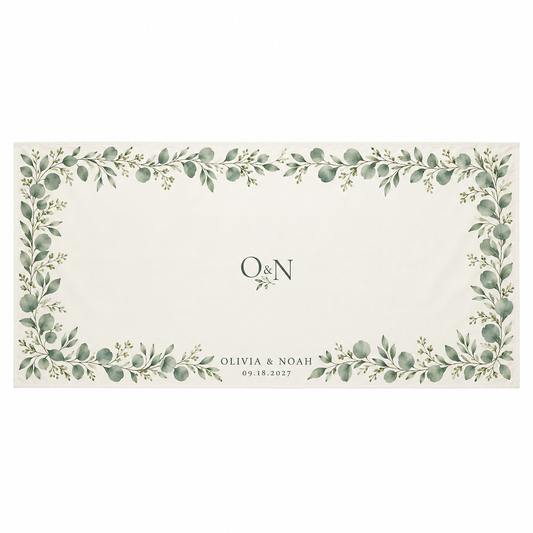 Sage Eucalyptus wedding table cloth - hero
