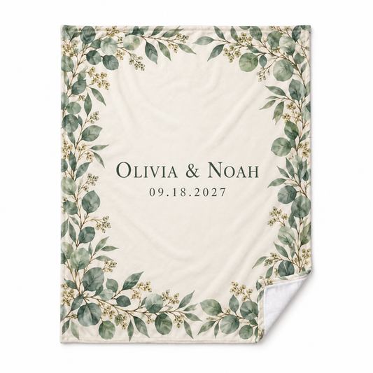 Sage Botanical personalized fleece blanket - hero