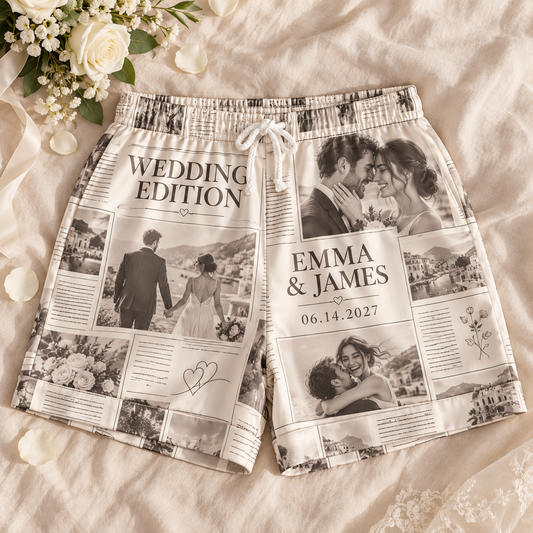 The Wedding Edition Personalized Satin Pajama Shorts; hero. One Day for Lifetime