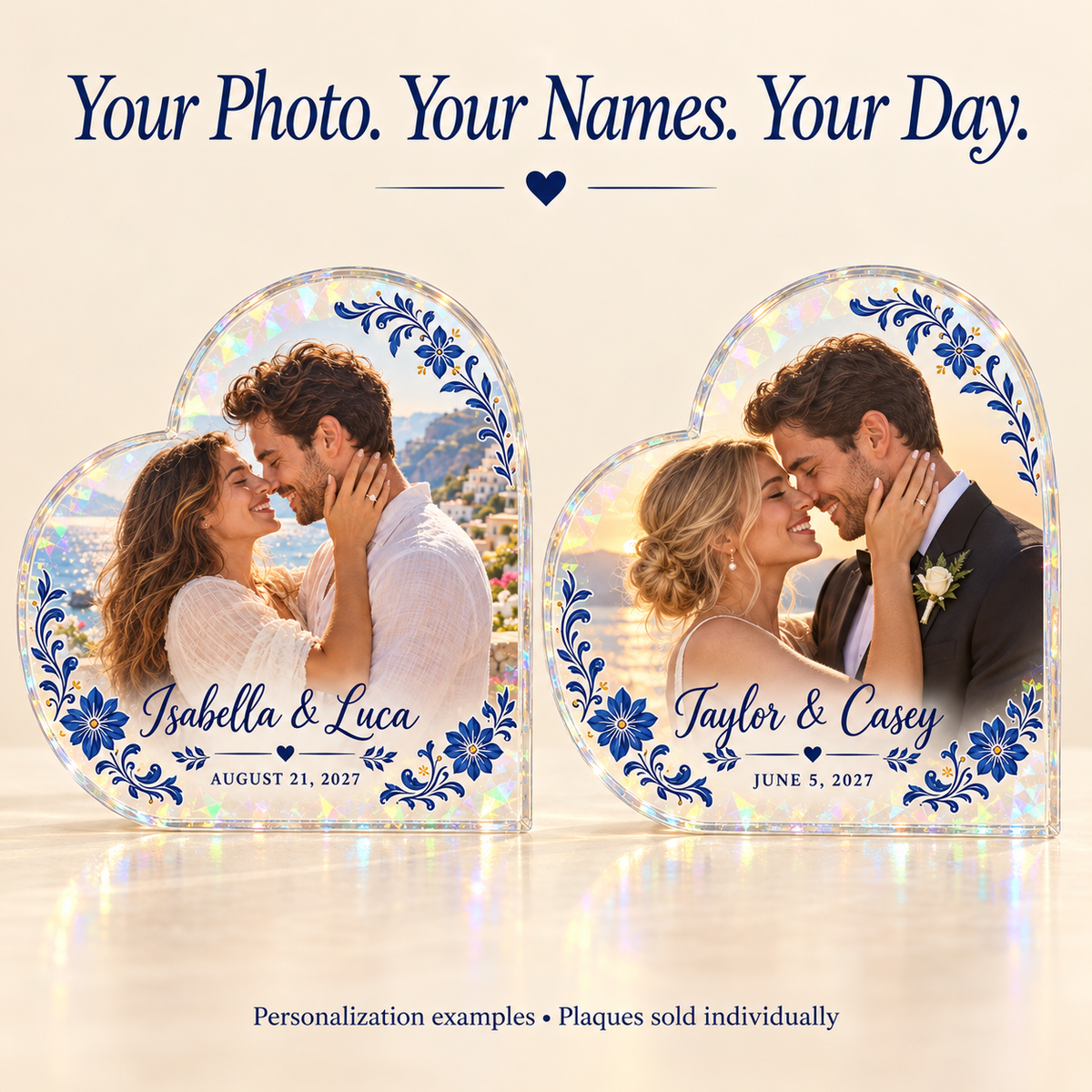 Coastal Heart | Personalized Hologram Photo Plaque - personalization