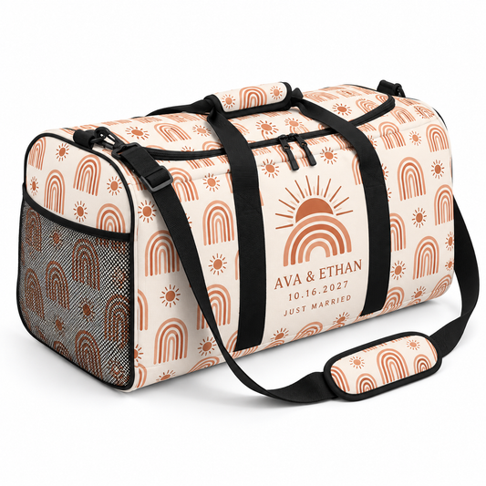 Terracotta Sun Arches personalized travel duffel bag - hero