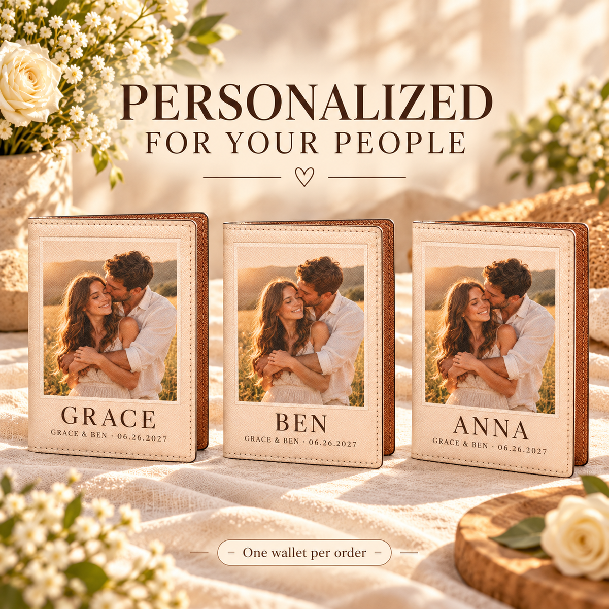 Our Favorite Photo PU Passport Wallet; personalized examples. One Day for Lifetime